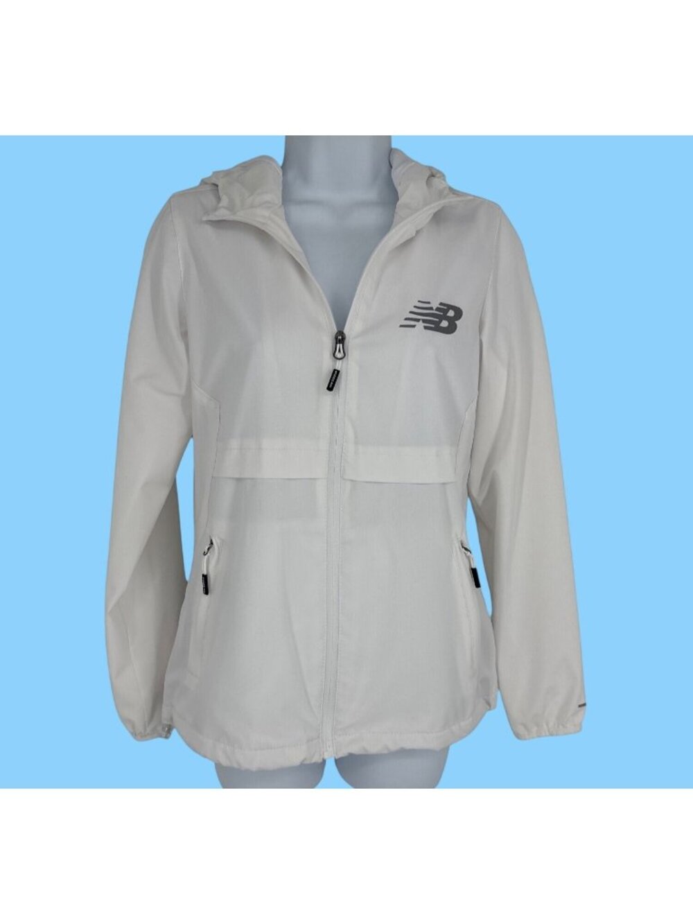New Balance Women's Lightweight White Full-Zip Hooded Jacket Size XS